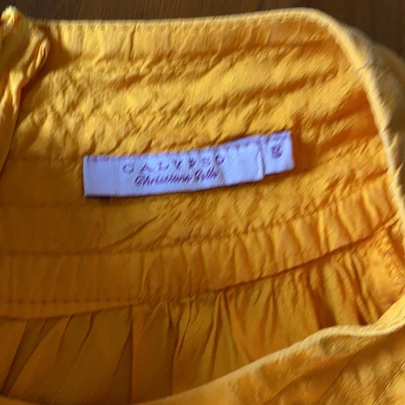 Calypso bright yellow-orange silk dress - Picture 5 of 7